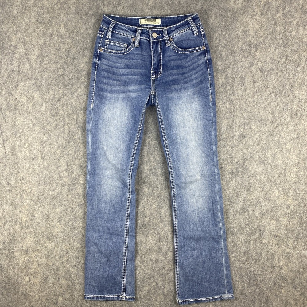 Rock & Roll Denim Jeans Womens 24x32 Blue  Medium Wash Mid Rise Bootcut Cowgirl